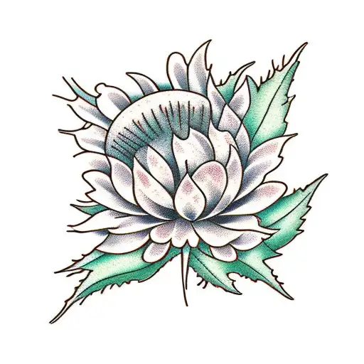 Thistle with apple blossoms  tattoo design idea