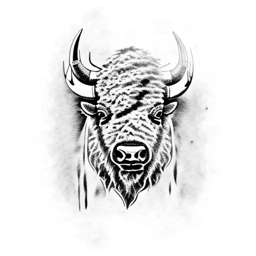 bison face  tattoo design idea