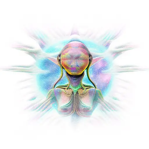 mystical alien meditating tattoo design idea