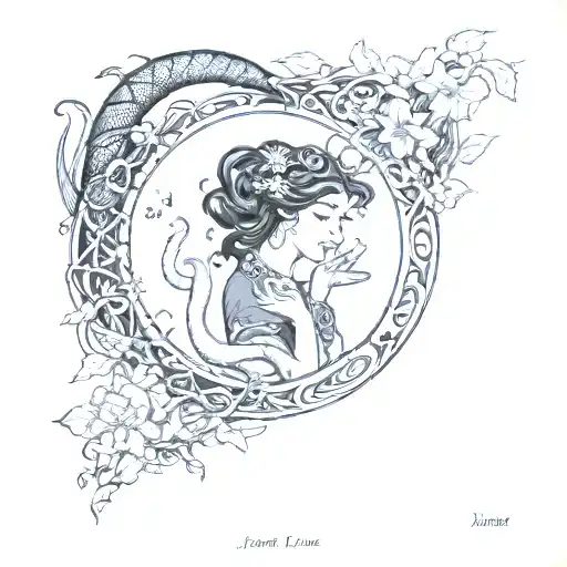 book,snake,moon,hecate,jasmine tattoo design idea