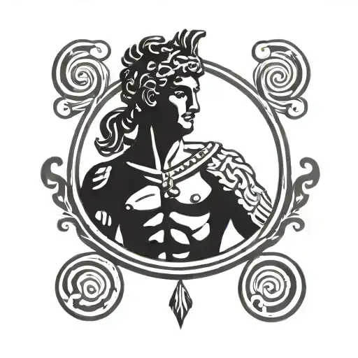 Greek Apollo with a sun tattoo design idea