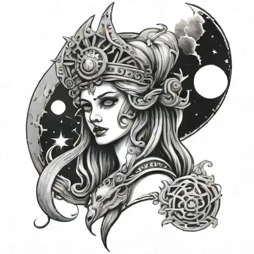 Hecate,magic,moon tattoo design idea