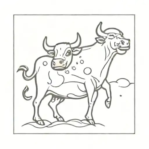 cow being abducted by aliens tattoo design idea