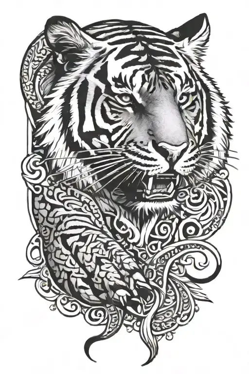 tiger claws and Arabic calligraphy tattoo design idea