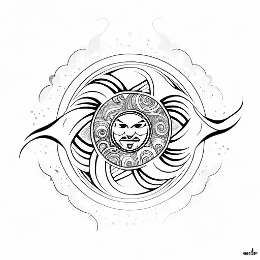 impermanence of life; flow; heartbeat; sun; waves tattoo design idea