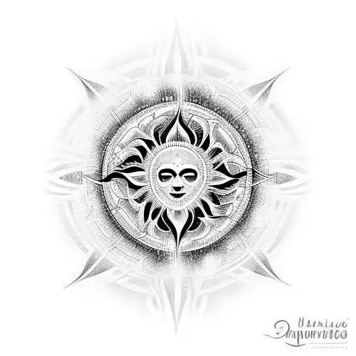 impermanence of life; flow; heartbeat; sun; waves tattoo design idea