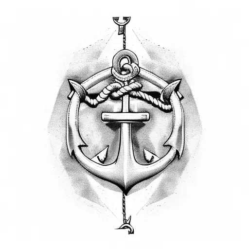 Design an anchor tattoo that includes the years 2002 and 2005 and has a rope around in the shape of a S tattoo design idea