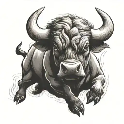 bull charging tattoo design idea