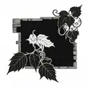 brick wall wrapped in vine tattoo design idea