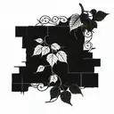 brick wall wrapped in vine tattoo design idea