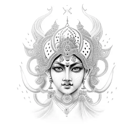 feminine durga tattoo design idea