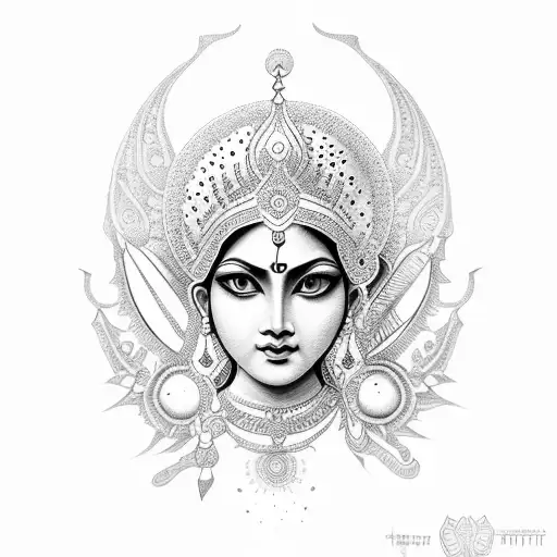 feminine durga tattoo design idea