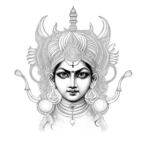 full body feminine durga tattoo design idea