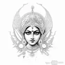 feminine durga tattoo design idea