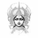 feminine durga tattoo design idea