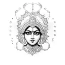feminine durga tattoo design idea