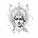feminine durga tattoo design idea