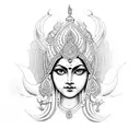 full body feminine durga tattoo design idea