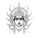 full body feminine durga tattoo design idea