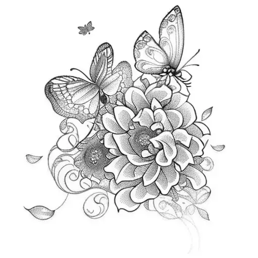 A delicate and intricate spine tattoo with flowers and butterflies, symbolizing the beauty and transformation of life. tattoo design idea