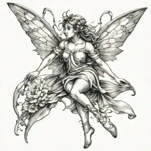 fairy flying tattoo design idea