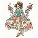princess dress tattoo design idea