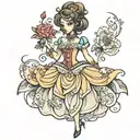 princess dress tattoo design idea