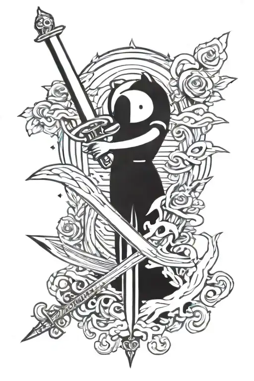 sword and adventure time tattoo design idea