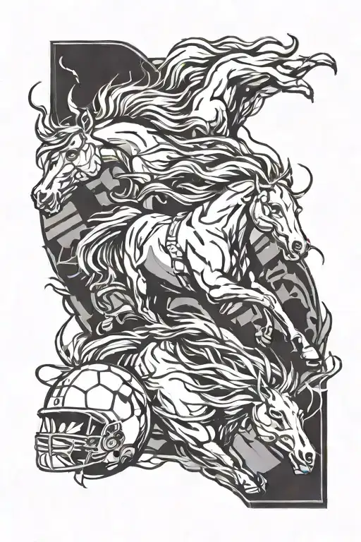 sleeve tattoo design with some street art style . football  "mustangs" themed   tattoo design idea