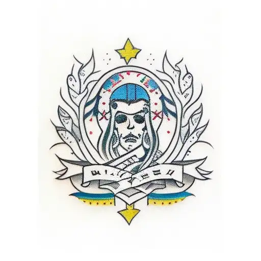 Romanian tradițional motifs tattoo design idea
