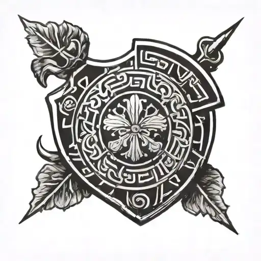 greek hoplite shield round tattoo design idea