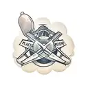 plane and wine tattoo design idea