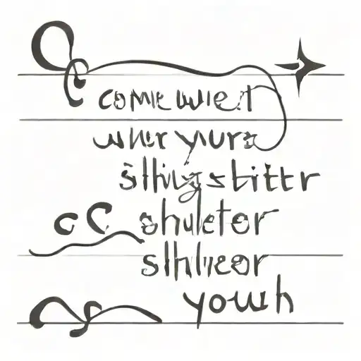 Come whenever, I’ll be the shelter come though your, It is my truth and i will always love you written under music notes tattoo design idea