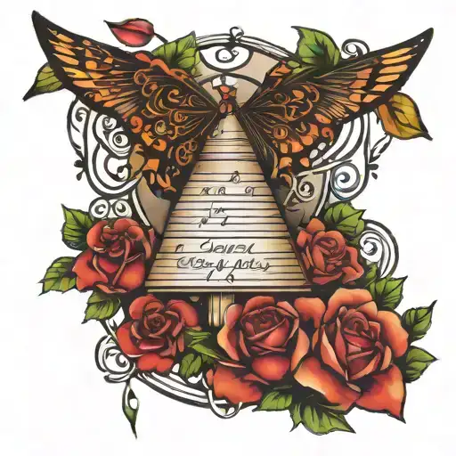 Come whenever, I’ll be the shelter come though your, It is my truth and i will always love you written under music notes tattoo design idea