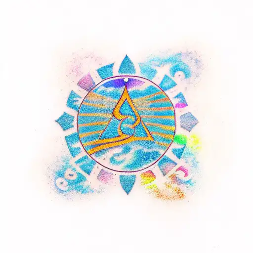 A traditional style tattoo of the BTS logo with a galaxy background tattoo design idea