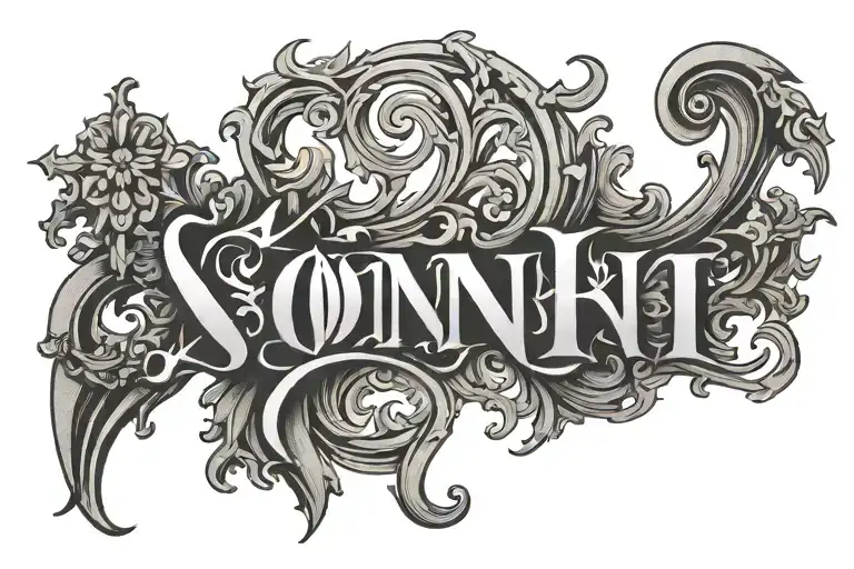 the name SONNI in old English font tattoo design idea