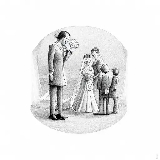 wedding between a pasta shell and a peanut tattoo design idea