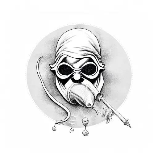 front view of plague doctor holding orb tattoo design idea