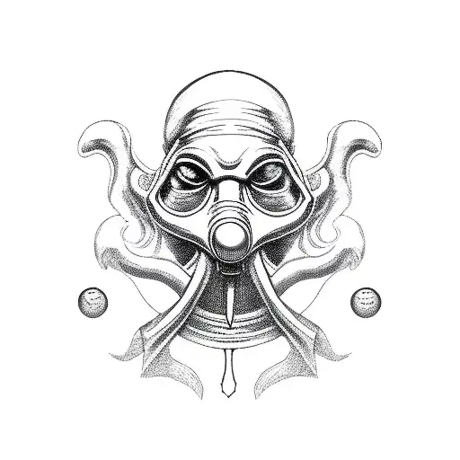 front view of plague doctor holding orb tattoo design idea