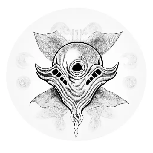 front view of plague doctor holding orb tattoo design idea