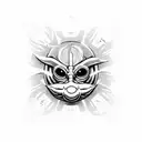 front view of plague doctor holding orb tattoo design idea