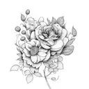 may August October flowers tattoo design idea