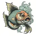 fish smoking a cigarette   tattoo design idea