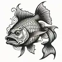 fish smoking a cigarette   tattoo design idea