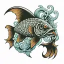 fish smoking a cigarette   tattoo design idea