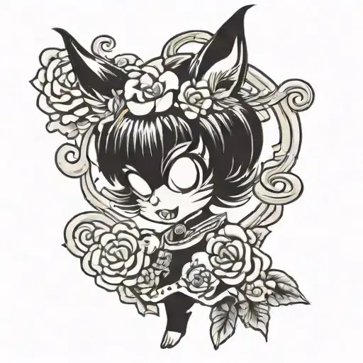 Kuromi posing tattoo design idea