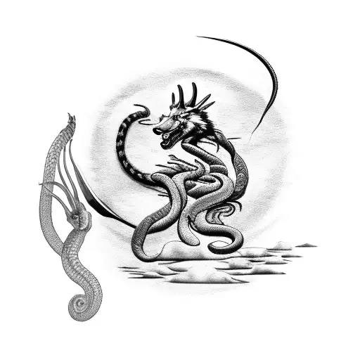 A director's chair with a wolf, scorpion, and snake intertwined, symbolizing leadership and transformation tattoo design idea