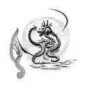 A director's chair with a wolf, scorpion, and snake intertwined, symbolizing leadership and transformation tattoo design idea