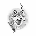 A director's chair with a wolf, scorpion, and snake intertwined, symbolizing leadership and transformation tattoo design idea