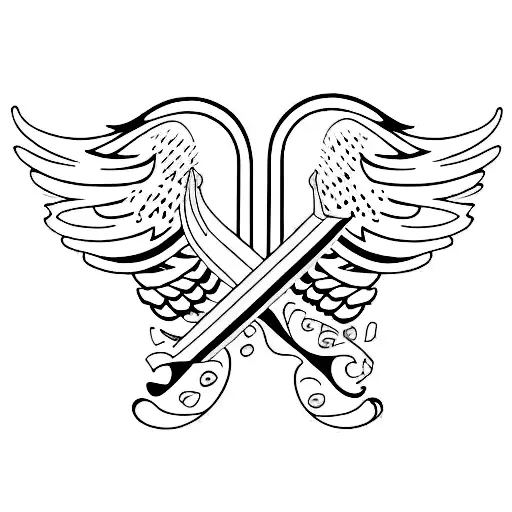 A minimalist tattoo of angel wings forming the number '321' tattoo design idea